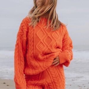 Daily Drills / Hot Pink Cable Knit Cheeks Sweater